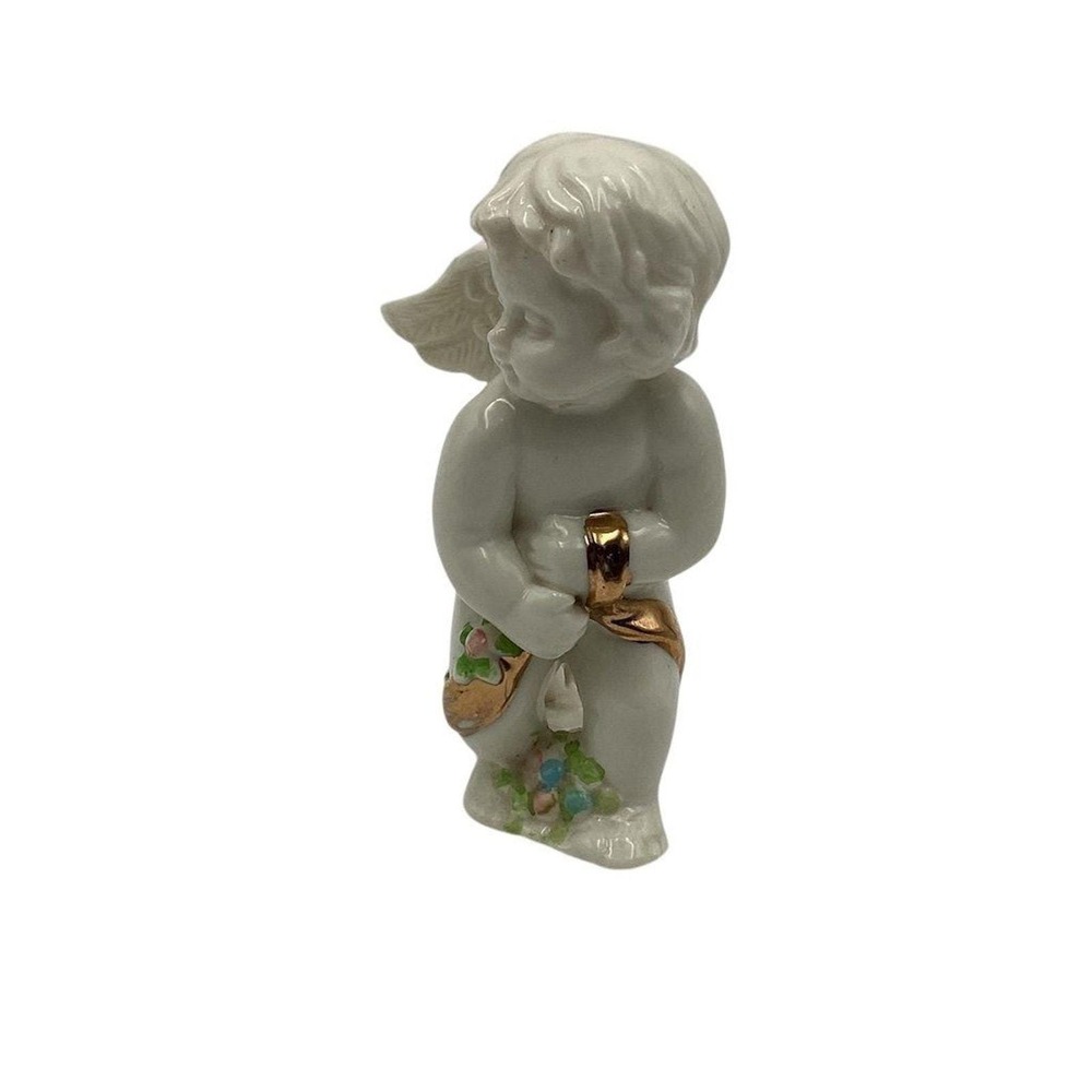 Vintage Midwest Winged Angel Figurine 5" with Gold Accents
